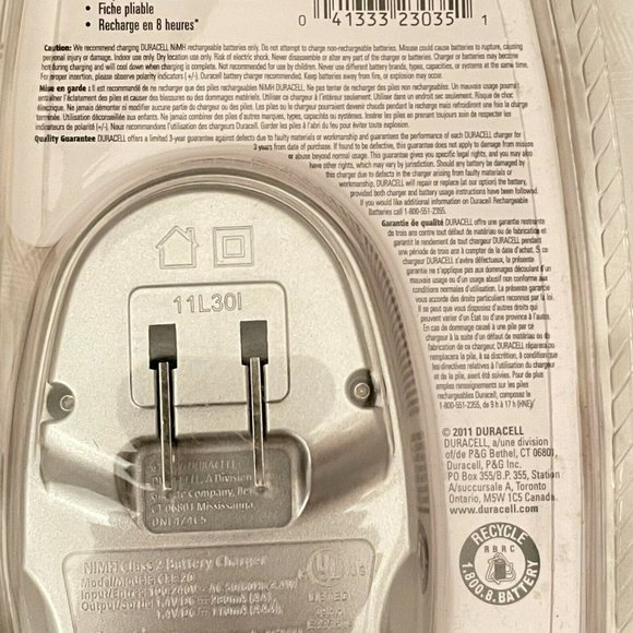 New Sealed DURACELL RECHARGEABLE MINI 2 Battery Charger Pink w/ 2 AA NiMH batt - Picture 7 of 7